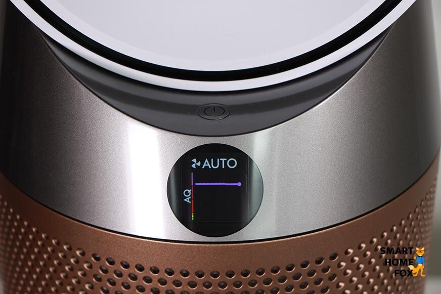 Автоматический режим отображается на дисплее очистителя воздуха и башенного вентилятора Dyson Purifier Cool Formaldehyd.